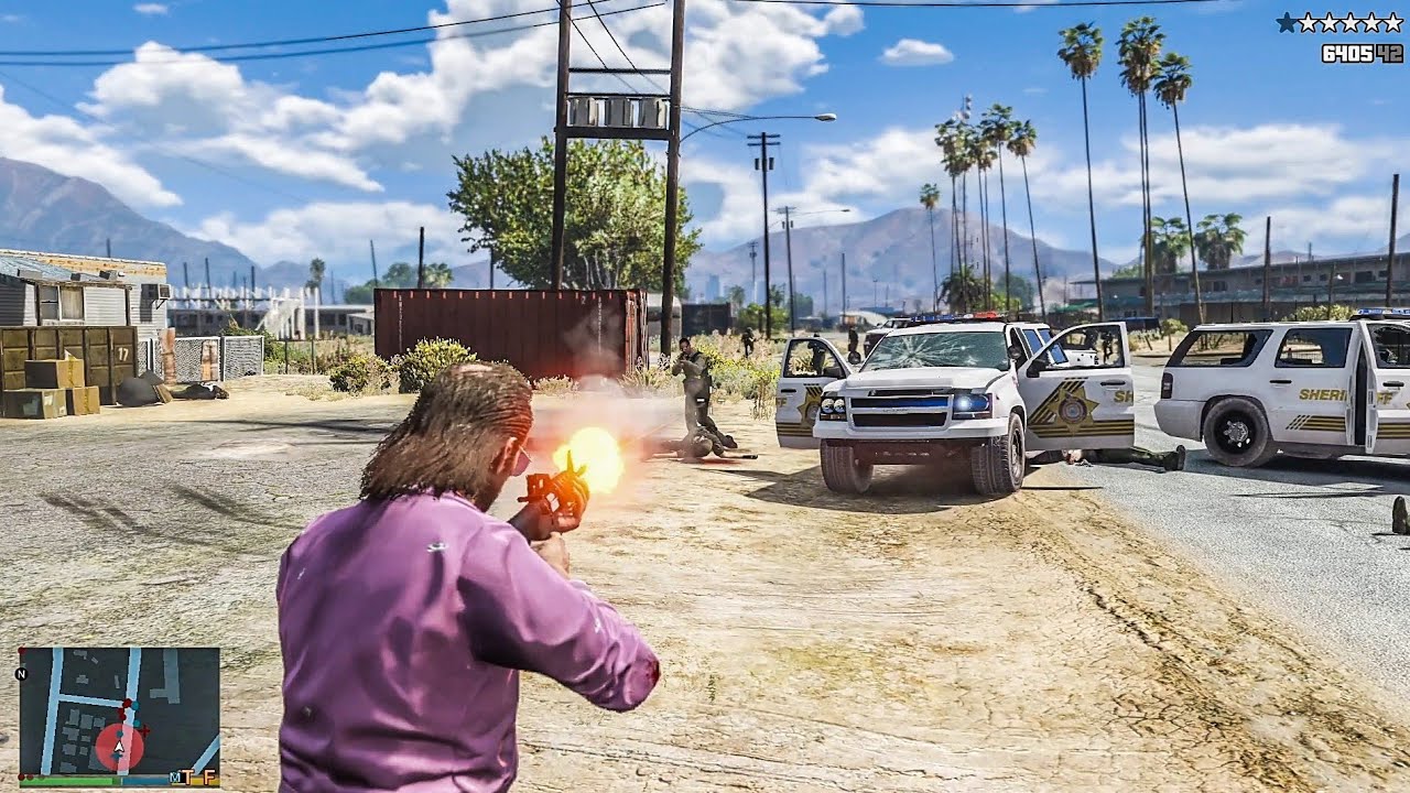GTA 5 - Trevor's Blaine County Drug Mafia Assault + Ten Star Escape [R.D.E 4.1.1]
