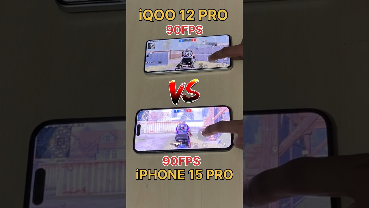 iQOO 12 PRO😱 (90FPS) Vs iPHONE 15 PRO(90FPS)-BGMI 90FPS TEST #iphone #iqoo12 #bgmi #90fps
