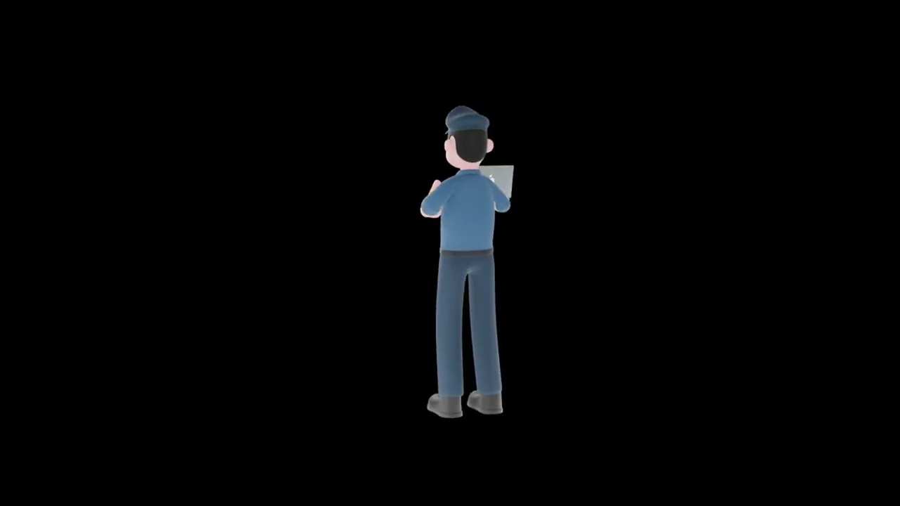 3D Cartoon Police Turntable | Officer Presenting Data