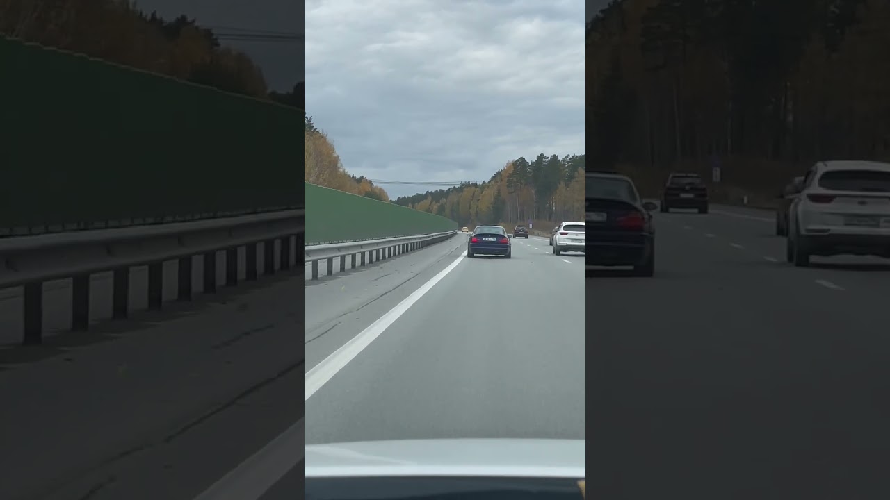 BMW E46 обгоняет на трассе