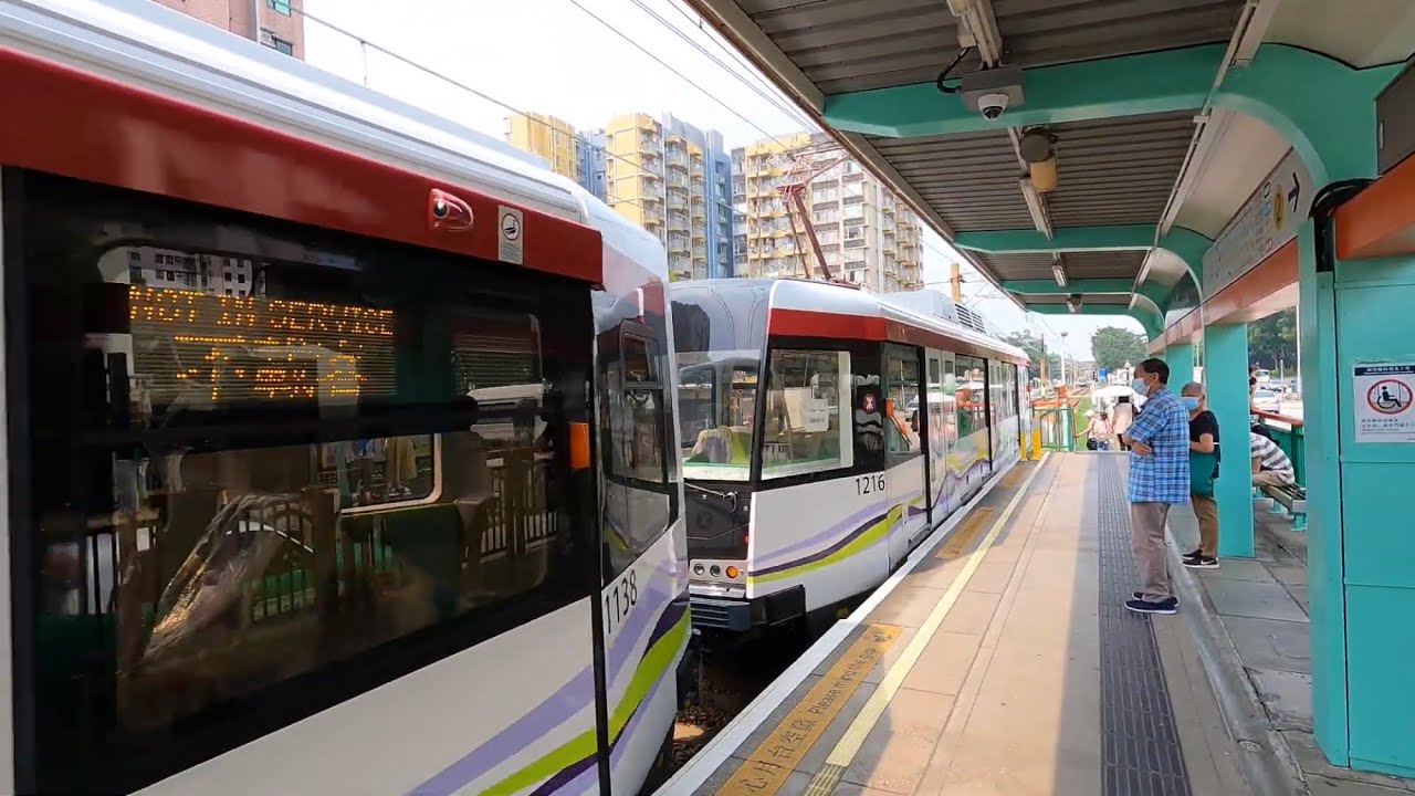 輕鐵第五期列車 1138+1216 不載客駛經兆康、洪水橋及杯渡站試車