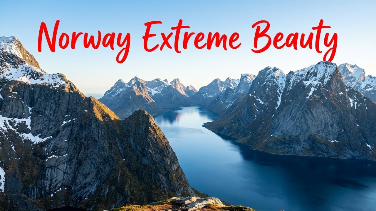 Norway Extreme beauty. Relaxing music drone Journey over Norway.