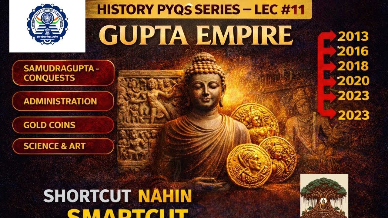 History PYQs series (Gupta Dynasty) (lec 11) for UPSC CSE, CDS, CAPF and other grade A and B exams.