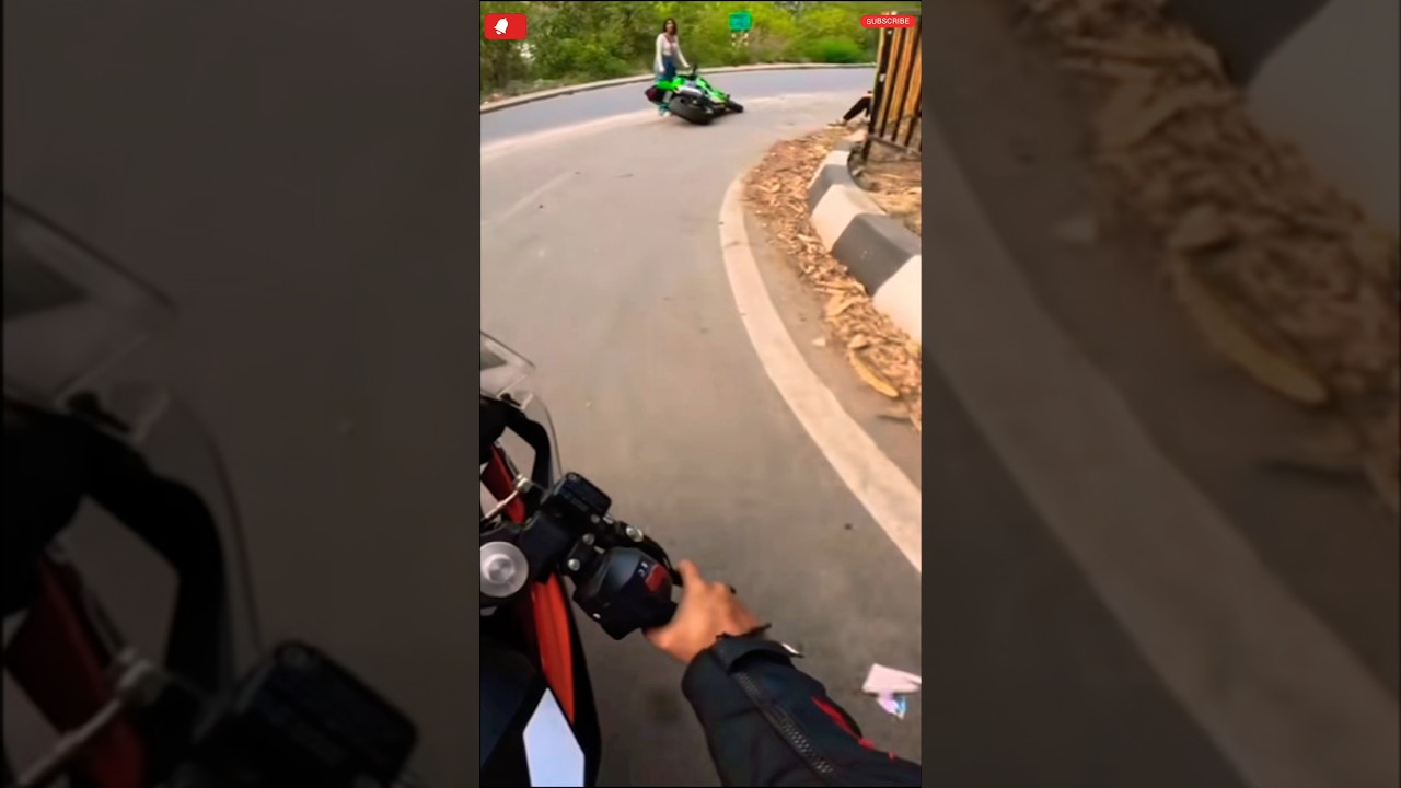 Kawasaki Zx10R CuteGirls And Bike Crash 💥😭🚀.!!! #shorts #kawasaki10r #cutegirl #bikeride #crash