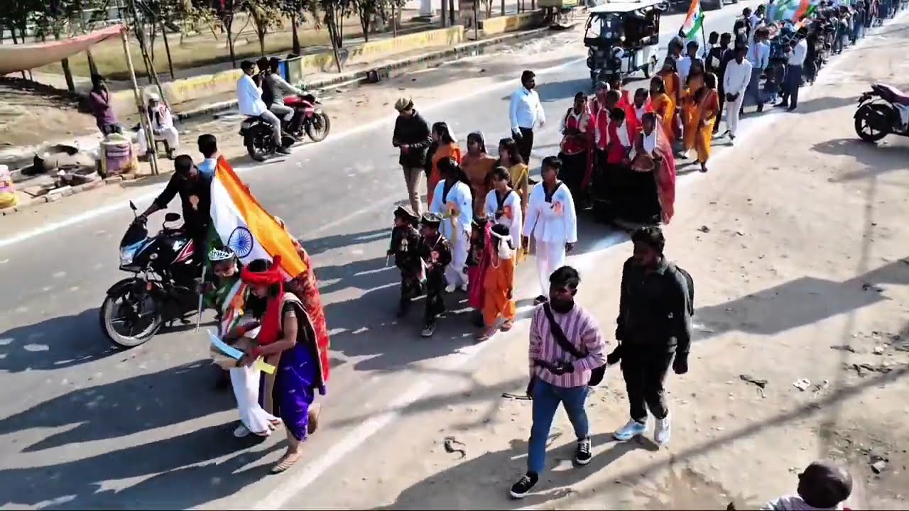 Republic Day Celebration Drone Shot of Rally SRI Sant Sai Sainik Junior High School