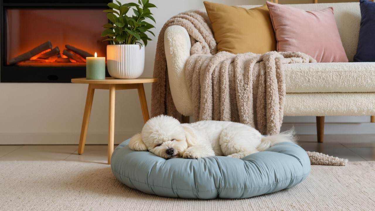 10h Dog Sleep Music 🎵 Cozy Fireplace Ambience for Long Rest | Dog Music