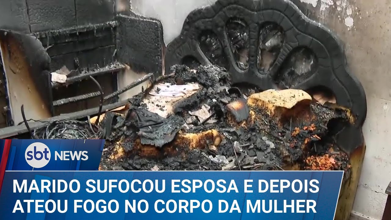 Feminicídio em SP: marido mata esposa sufocada e ateia fogo em corpo | #SBTNews (17/03/25)