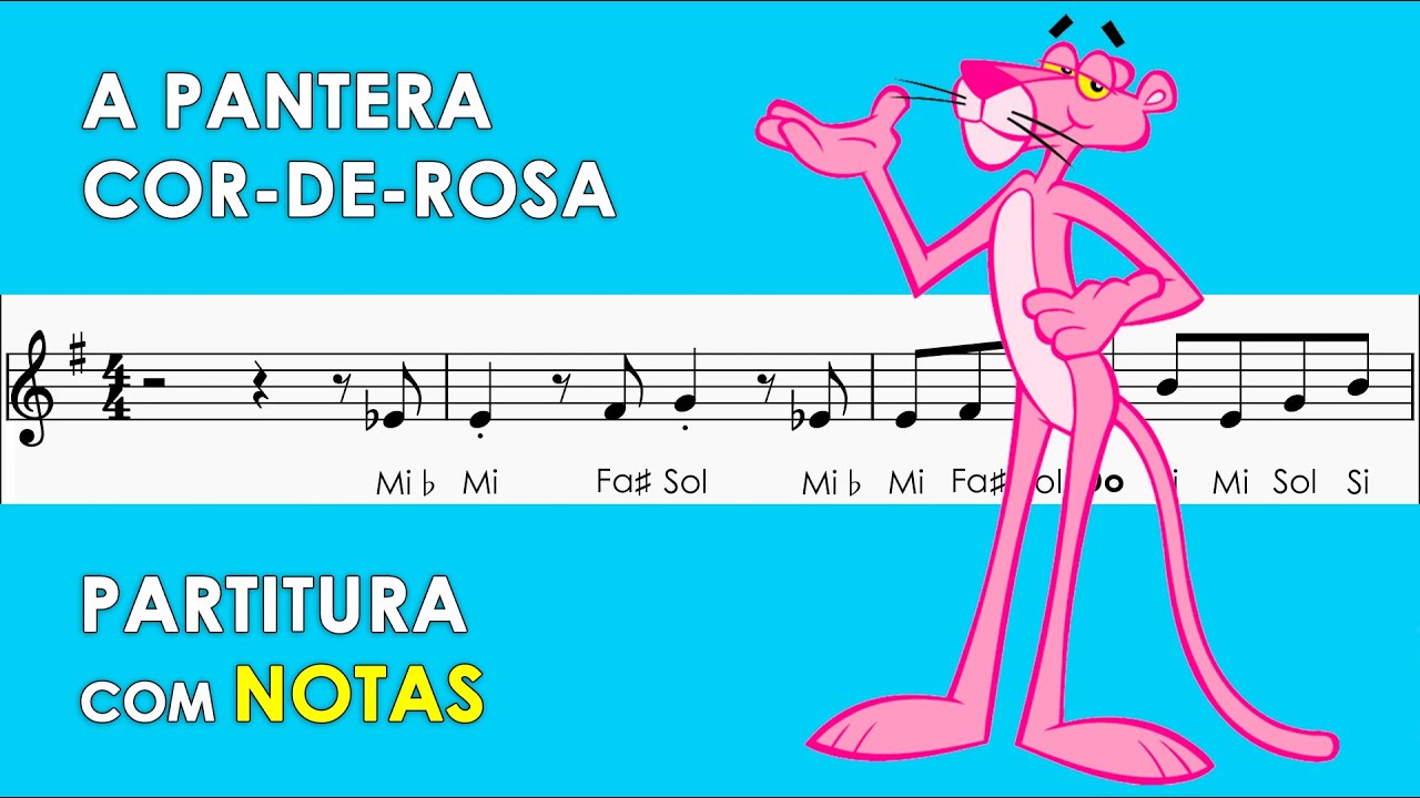 A Pantera Cor-de-Rosa | Partitura com Notas para Flauta Doce, Violino | Tema