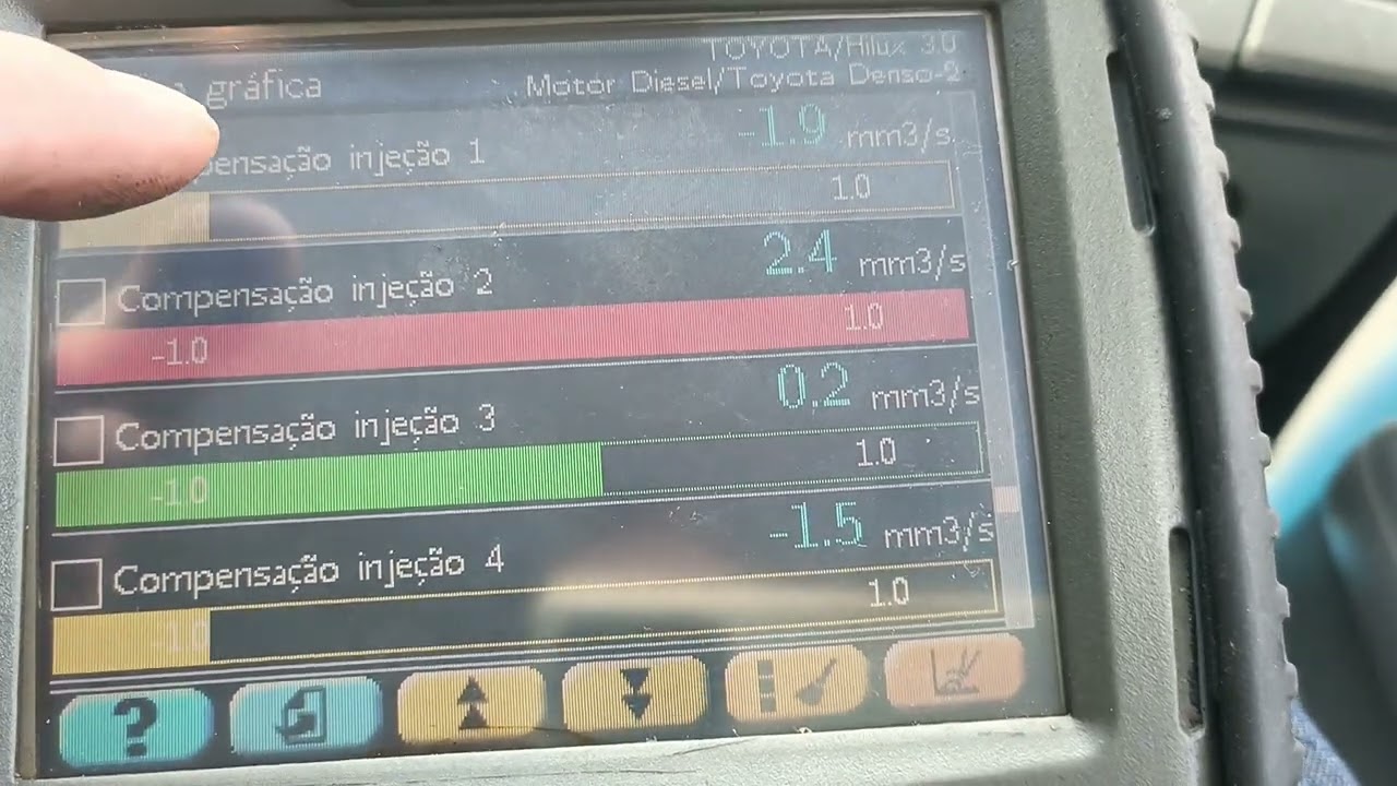 verificando a compensação dos bicos da Hilux 2013 a 2015