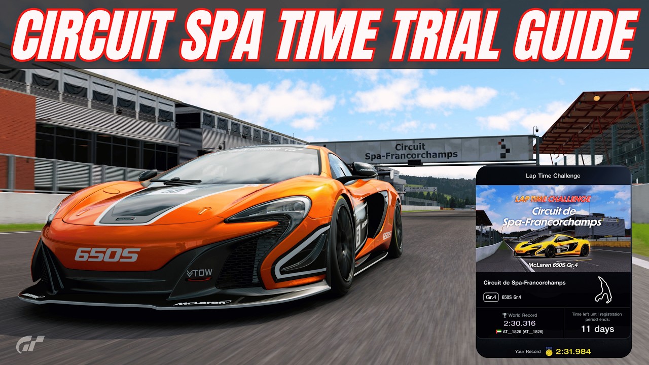 Гайд по заезду на время в Gran Turismo 7 на трассе Спа | McLaren 650S Gr.4: быстрый круг и настро...