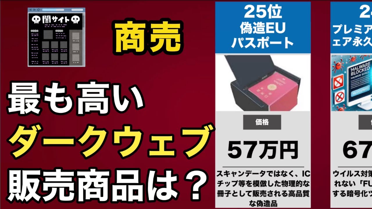 【闇市場の噂】ダークウェブ高額商品ランキングTOP25【金額順】
