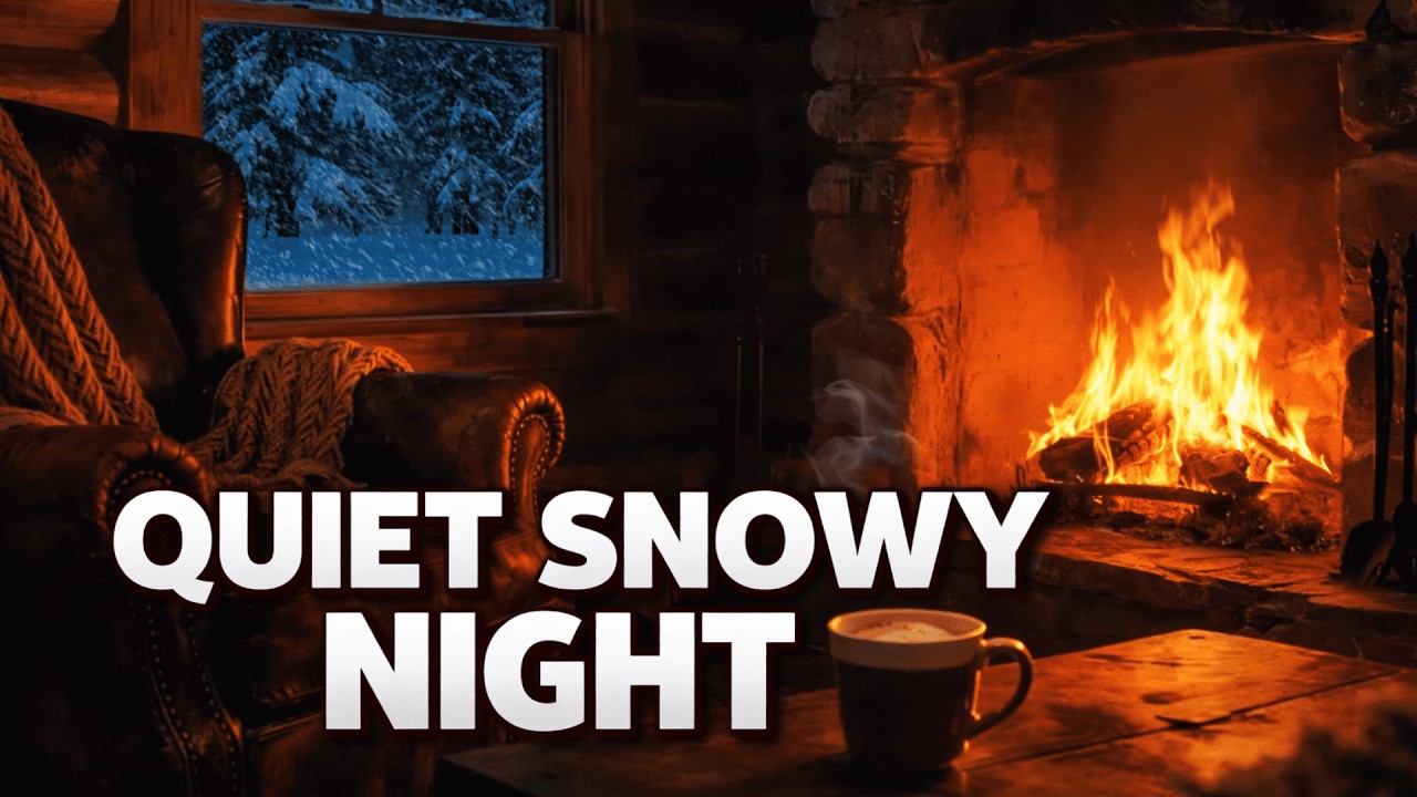 Quiet Snowy Evening in Cozy Cabin ❄️ Fireplace & Gentle Piano Ambience