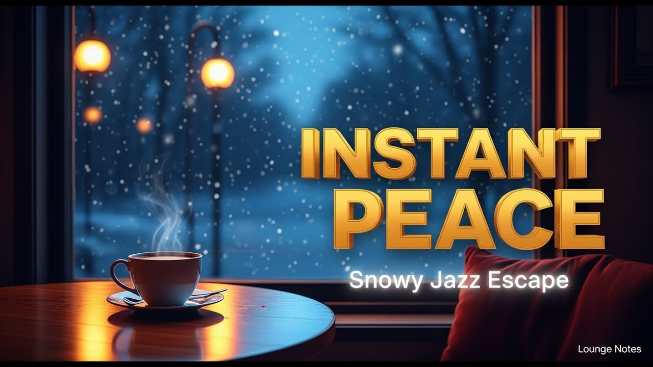 Jazz Cafe Ambiance ☕️❄️🎶 4K: Gentle Snow Night for Deep Focus & Peaceful Rest
