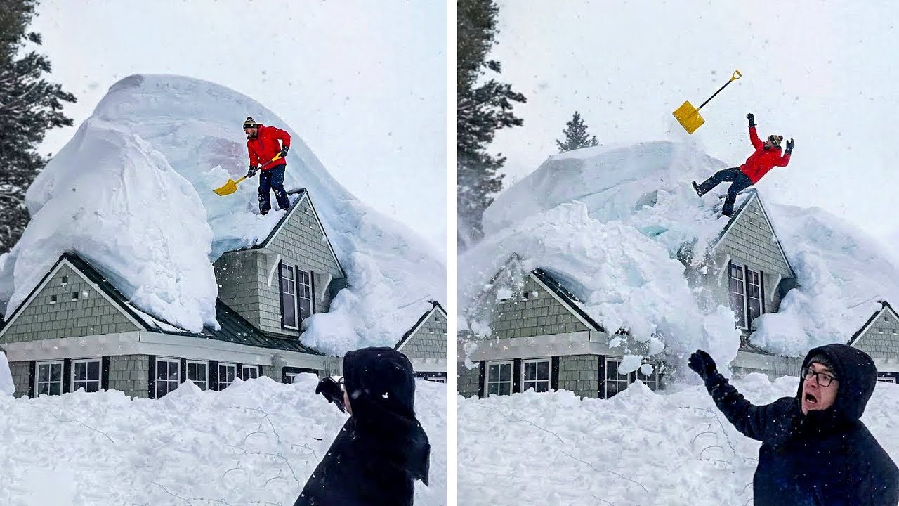 Idiot Snow Removal & Massive Roof Avalanche | Extreme Dangerous Plow Truck Fails #4