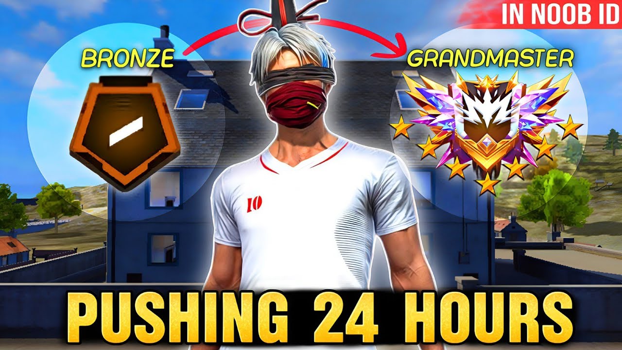 Bronze To Grandmaster In Noob Id🥵With No Gun Skin || Non-stop 24 Hours Push|| Season 34 #freefire