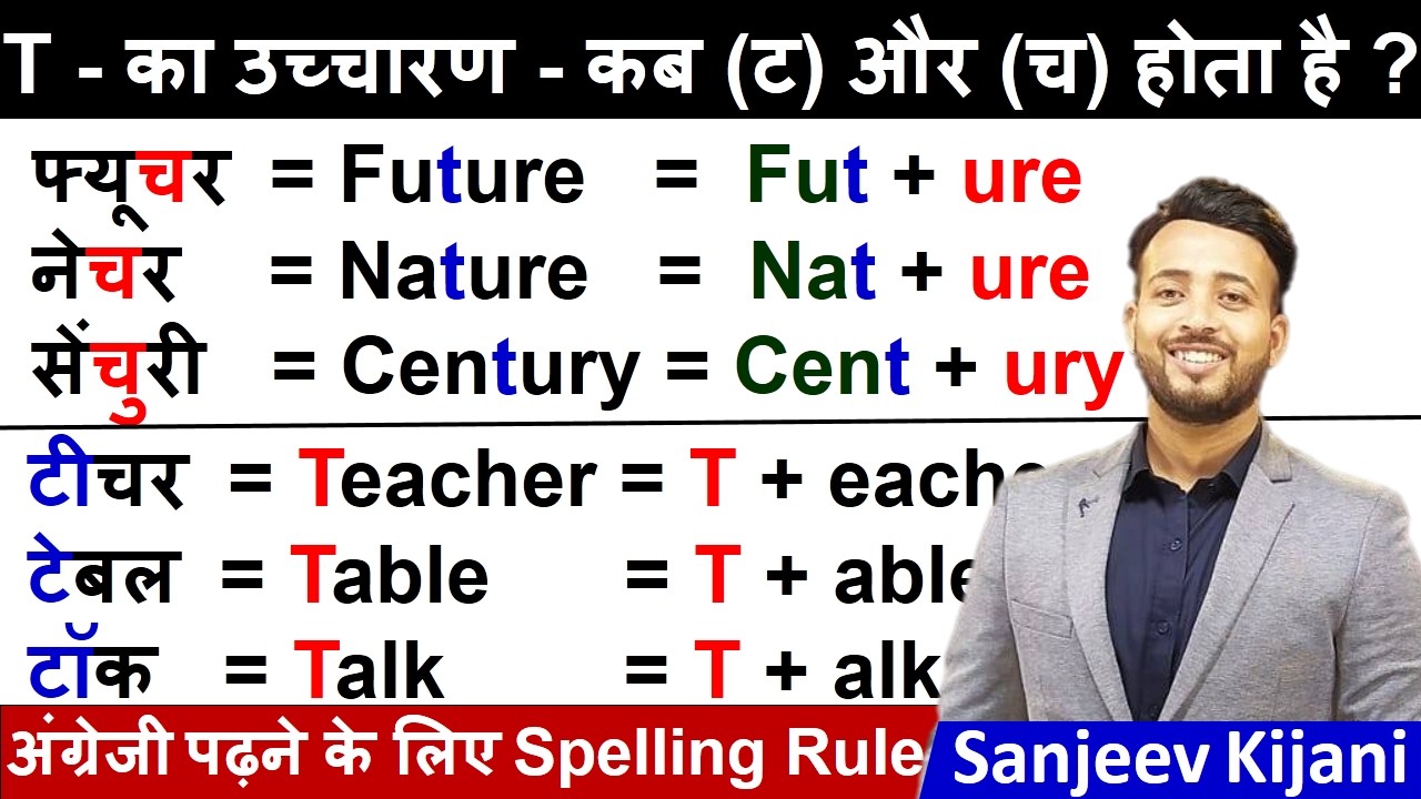 T का उच्चारण कब ट और कब च होता है ? | T Pronunciation | Learn Spelling Rules | Zero से English सीखे