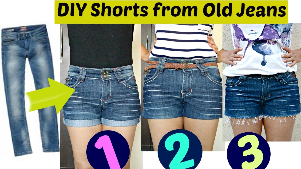 DIY: 3 Easy Ways to Turn Jeans Into Shorts || Shorts from Old Jeans