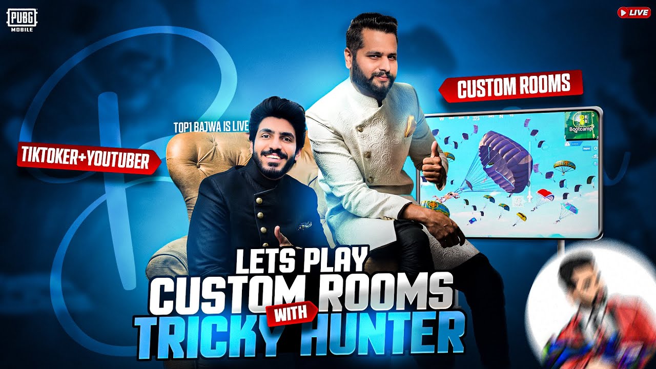 AJJ PUBLIC DEMAND PR TRICKY HUNTER K SATH ALL TIKTOKER + YOUTUBER CUSTOM ROOMS | TOP 1 BAJWA IS LIVE