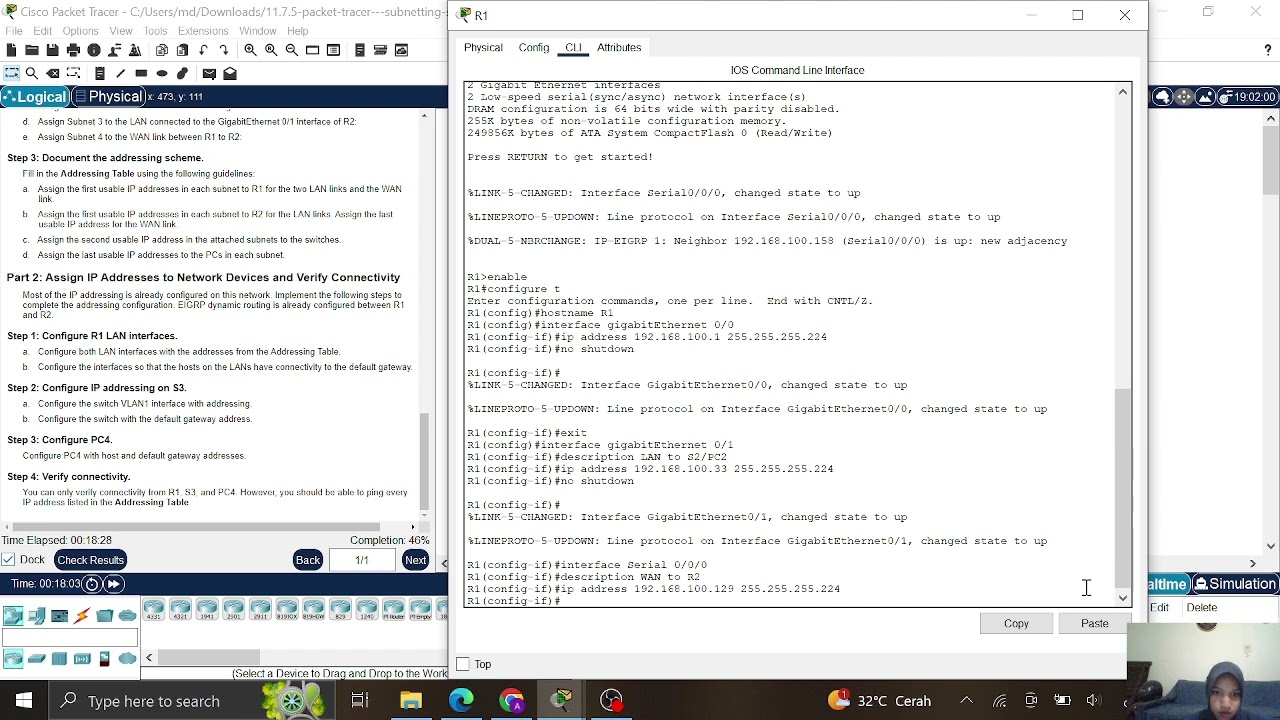 11.7.5 Packet Tracer - Subnetting Scenario