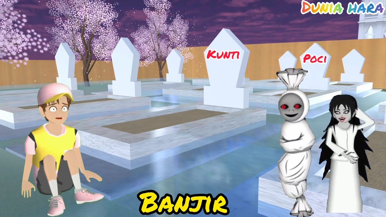 Kuburan Baru Bocor Pocong Kunti Ngungsi 🤣 | Kunti Ikut Yuta Pulang | Sakura School Simulator Horor