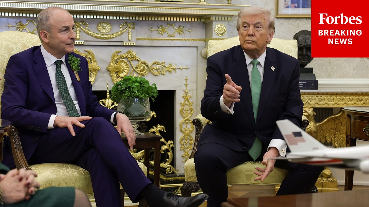 Напоминаем: Трамп принял премьер-министра Ирландии Мишеля Мартина в Овальном кабинете и ответил н...