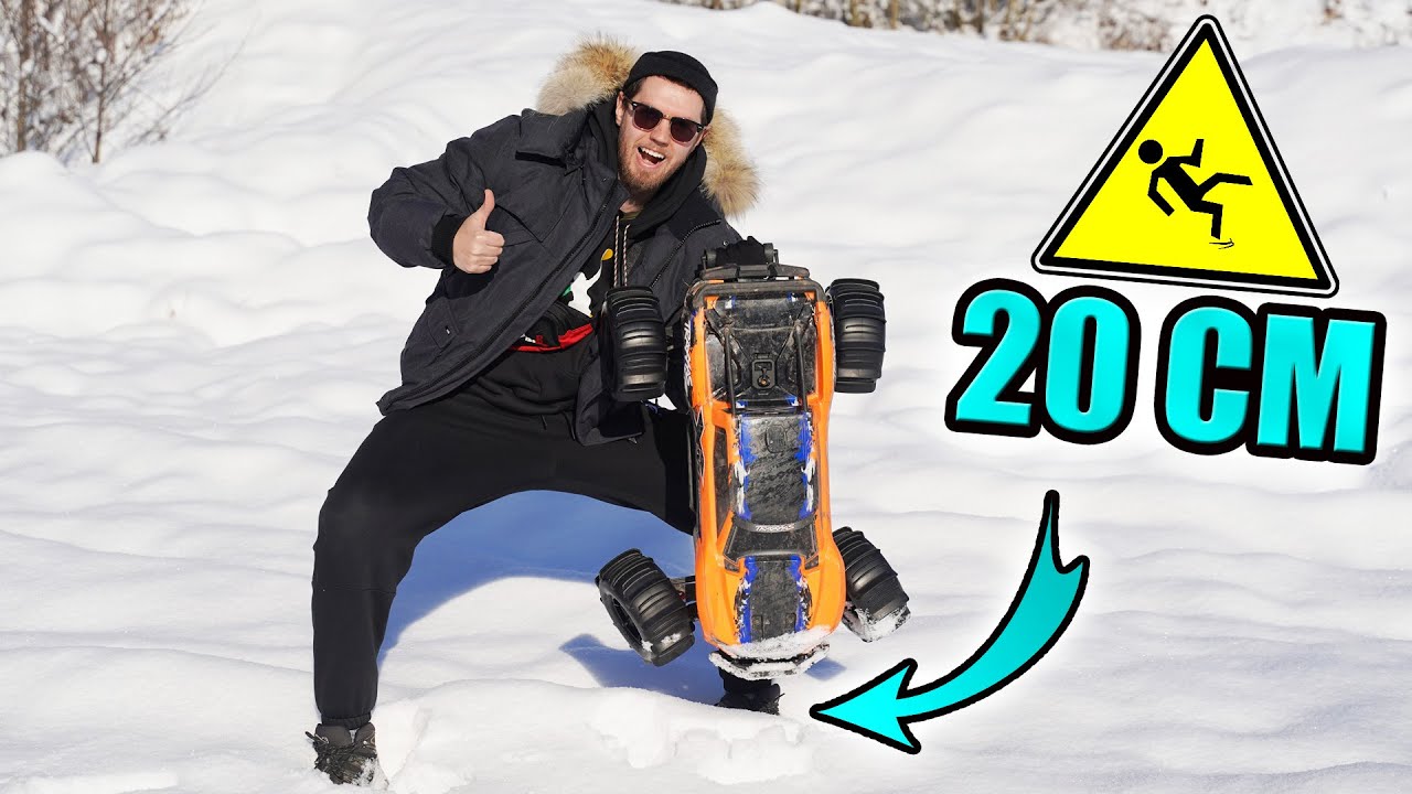 1000€ RC AUTO in 20 ZENTIMETER hohen SCHNEE fahren! - Traxxas Xmaxx mit Schaufelräder
