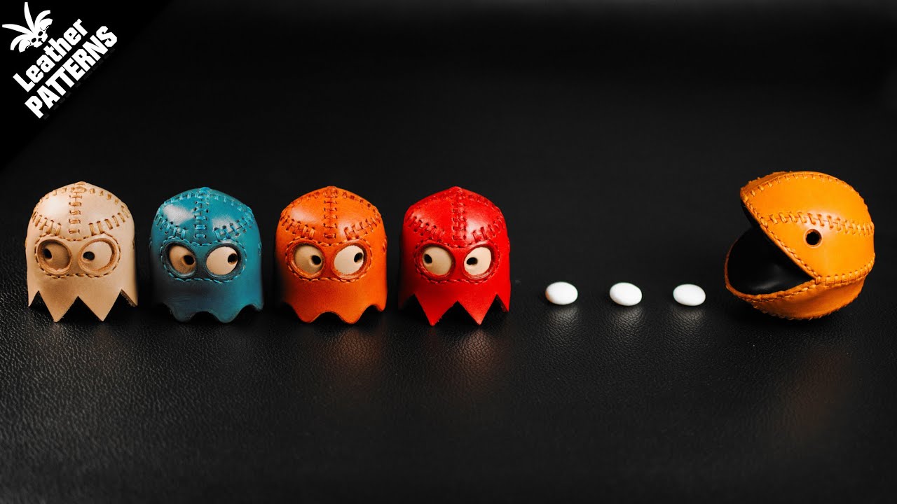 Leather Pacman & ghosts with tutorial