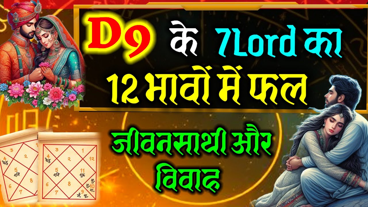 7th Lord In 12houses In Navmansh। D9 का 7th Lord किस भाव मे है ?नवमांश के सप्तमेश का 12भाव मे प्रभाव
