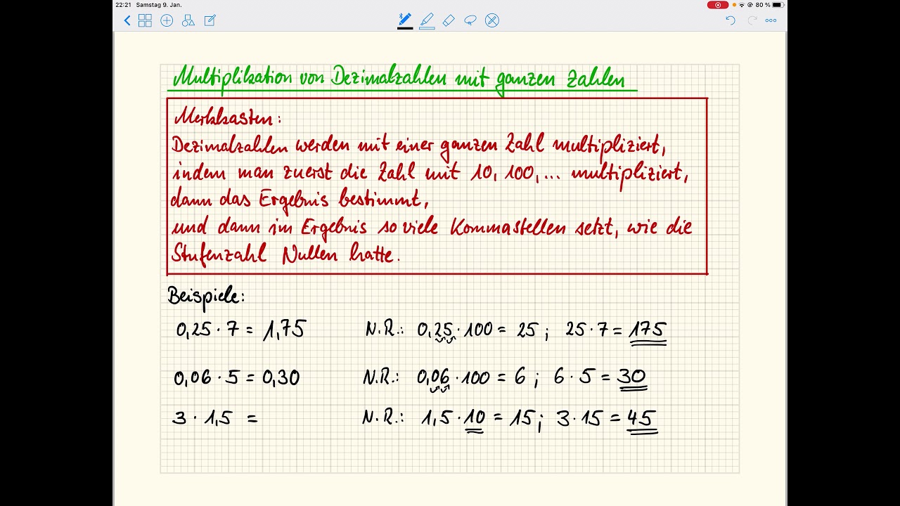 Multiplikation von Dezimalzahlen mit ganzen Zahlen.