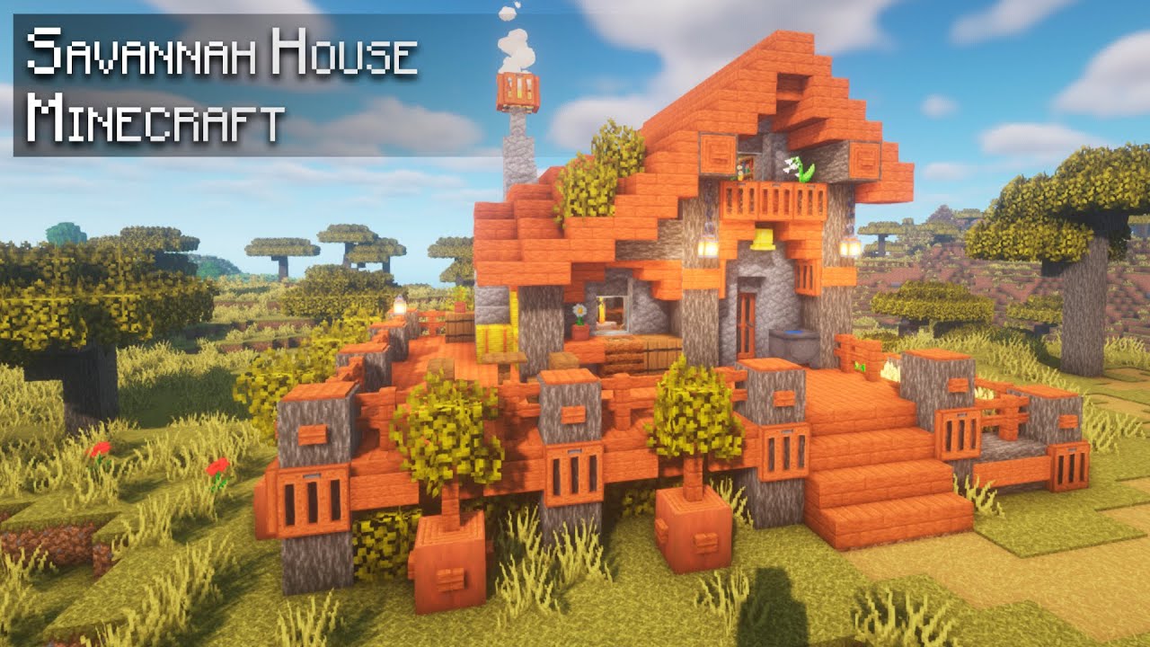 Minecraft Tutorial: How to build a Savannah House | Acacia house