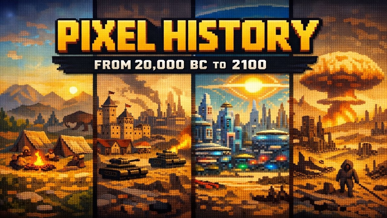 Pixel History from 20000BC to 2100 in 2.30 minutes
