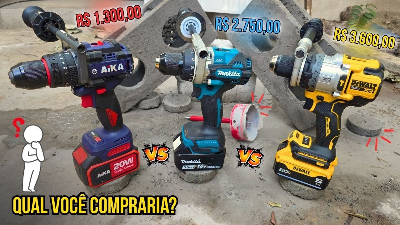 AiKA DR13B vs Makita DHP486 vs DeWalt DCD1007 – TESTE PESADO! Vale pagar mais caro? | F21-BCE