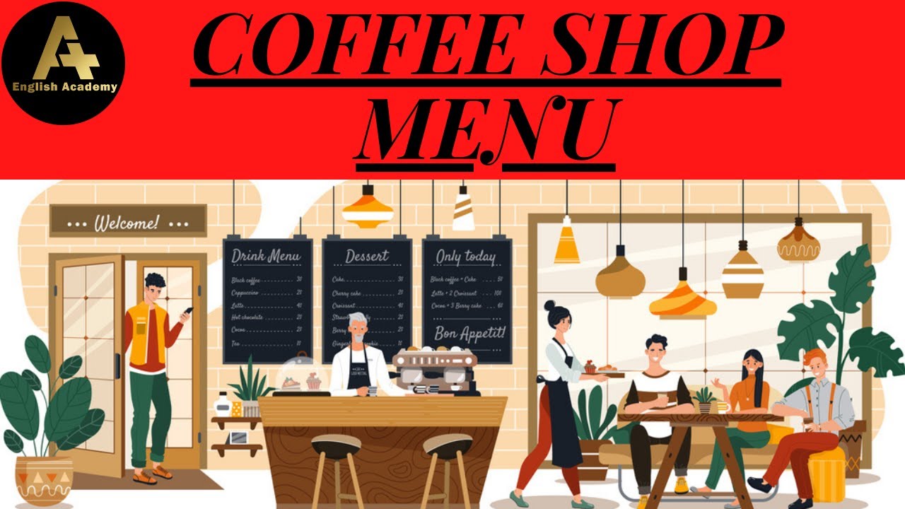 coffee shop menu in english with pictures | menu in english | English Vocabulary