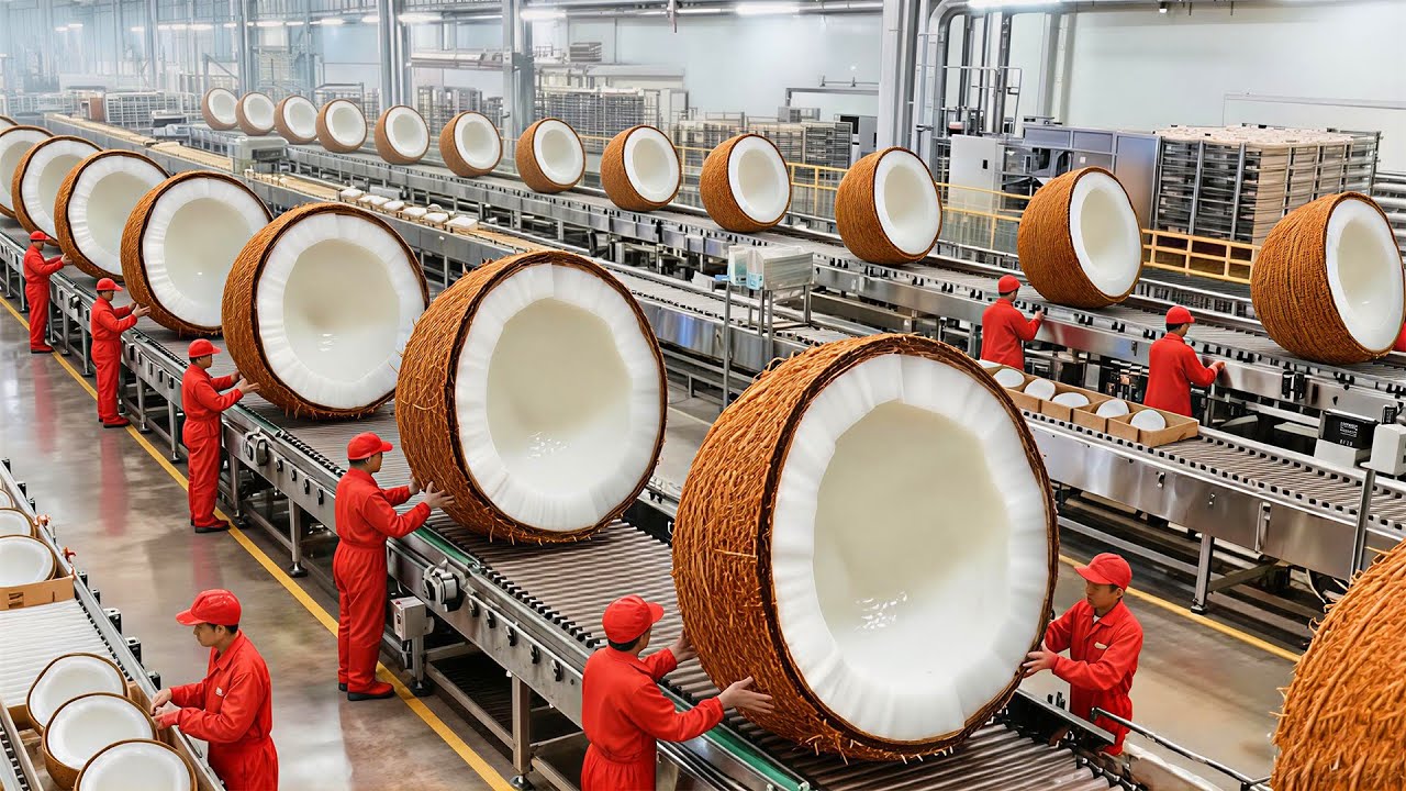 How Coconut Milk Is Really Made: Inside an Industrial Coconut Factory (Full Process)