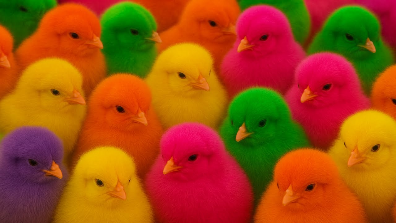 Catching Color Chickens, cute chickens, colorful chickens, cute ducks, cute rabbits, cute animals