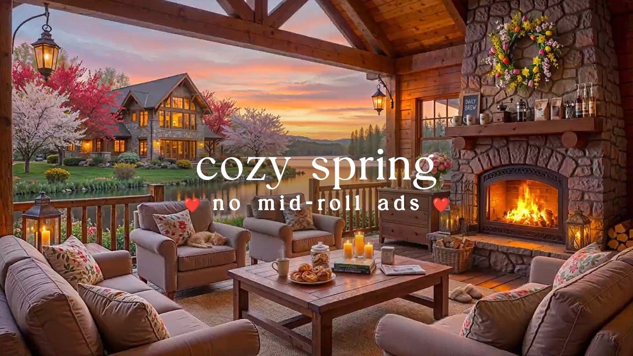 🌷Cozy Spring Jazz (NO MID-ROLL ADS) – Calm Coffee Shop Ambience for Productivity