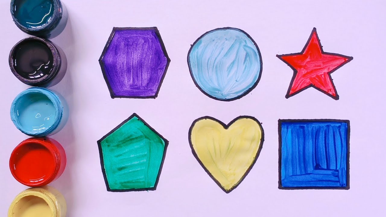 Shapes drawing and colouring, 2d shapes drawing, Hexagon Pentagon Circle Heart Square Star, 86