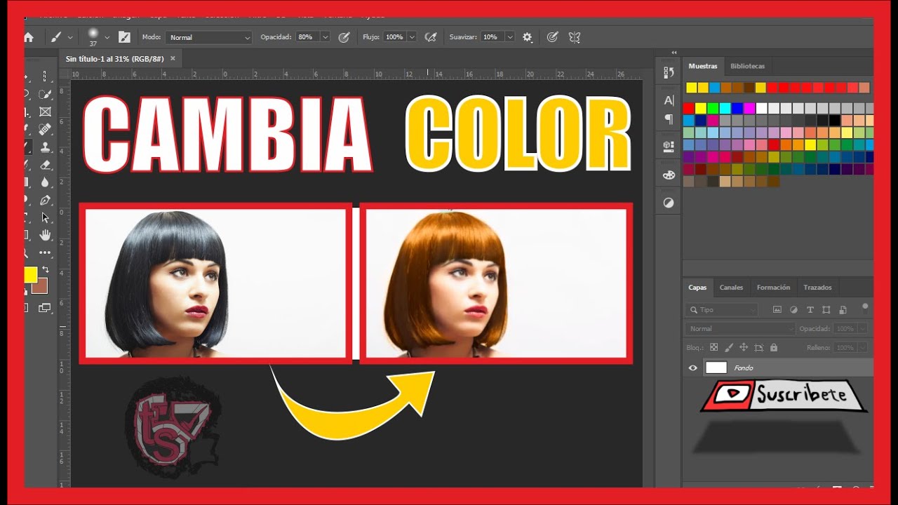 Como CAMBIAR el COLOR de CABELLO en PHOTOSHOP