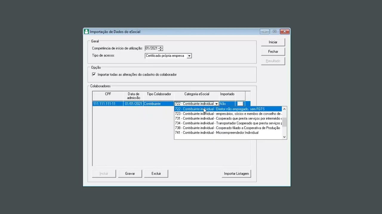 Importação de dados do esocial Domínio Sistemas
