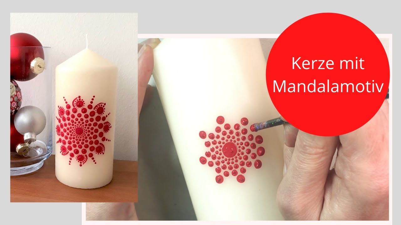 Kerze mit einem Mandalamotiv bedotten - Upcycling Idee