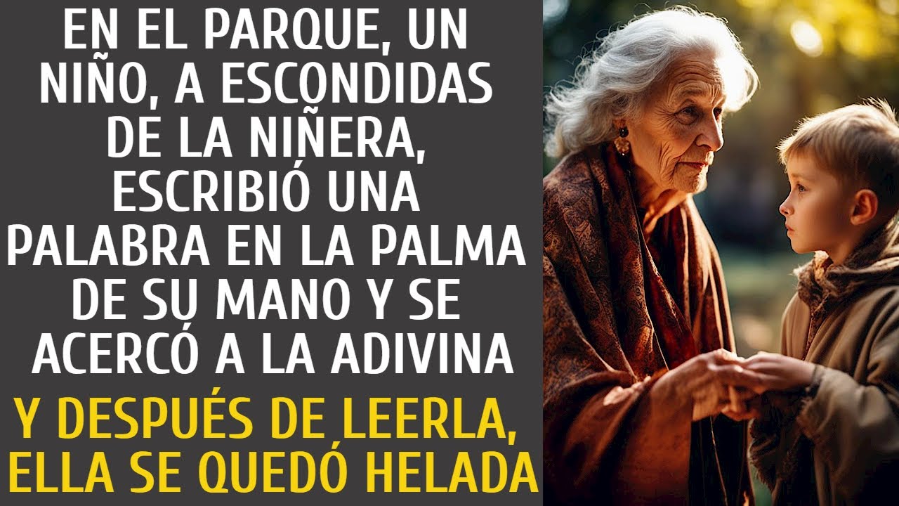 En el parque, un niño, a escondidas de la niñera, escribió una palabra en la palma de su mano y se…