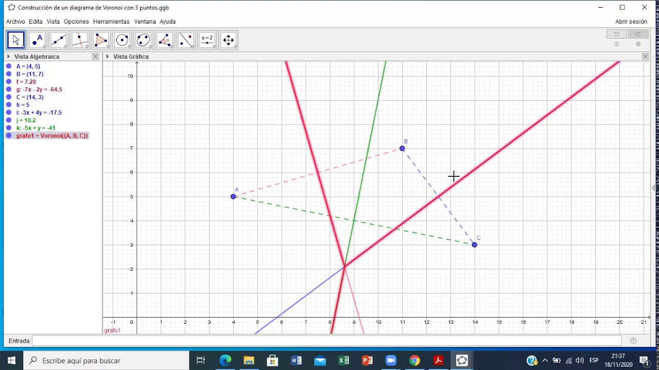 Construcción de un diagrama de Voronoi en Geogebra