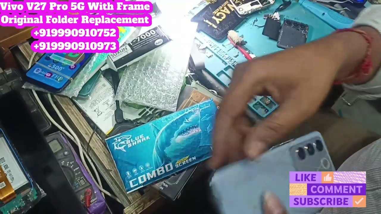 Vivo V27 Pro 5G With Frame Original Folder Before To After Replacement Premium Quality Screen Screen