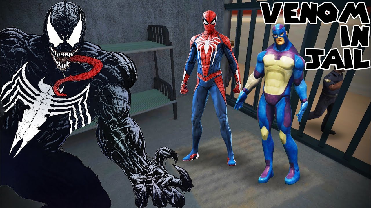 Venom in JAIL Rope Hero Vice Town Police Prison Granny Game Definition Spider-man Vir The Robot Boy