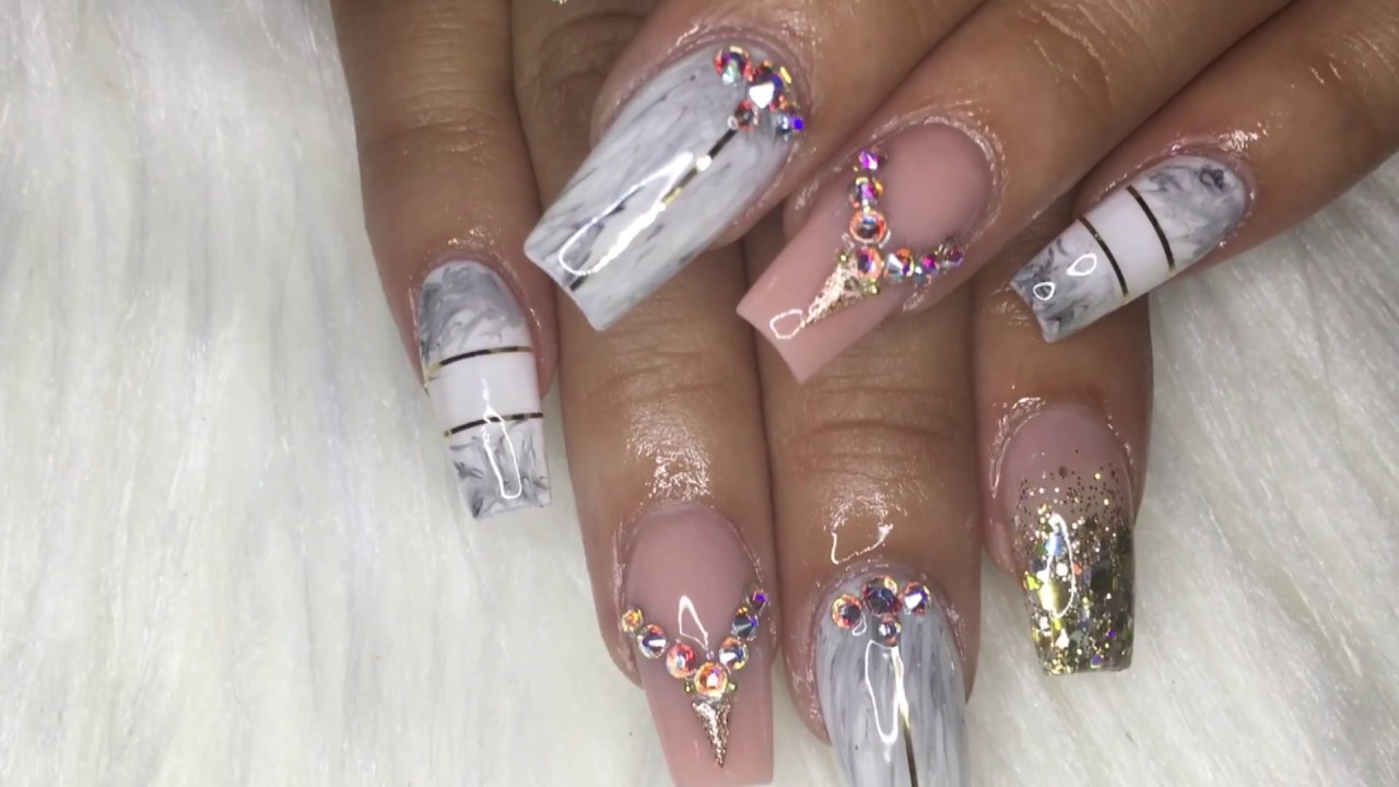 How To: White Marble Acrylic Nails
