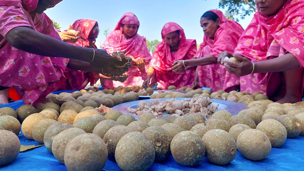 Wood Apple Spice Mashed Recipe - Traditional Khichori with Kot Bel Bharta - Bengali Village Food