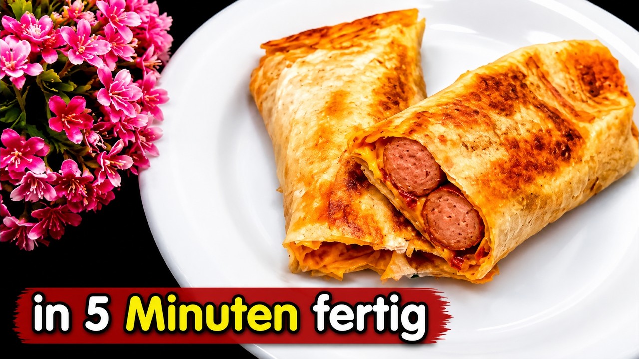 2 schnelle Rezepte in 5 Minuten 👌 Tortilla Hot Dog & Toastbrot Pizza aus dem Ofen.