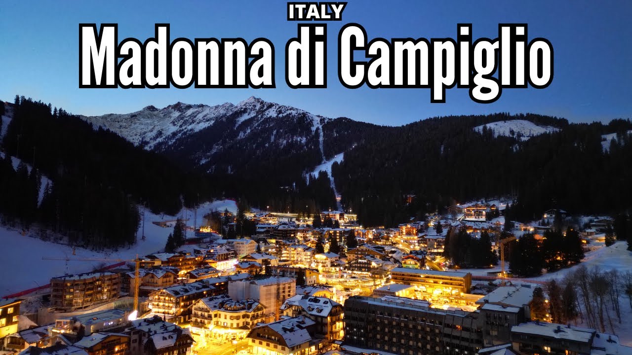 December Evening in Madonna di Campiglio - 4K drone video