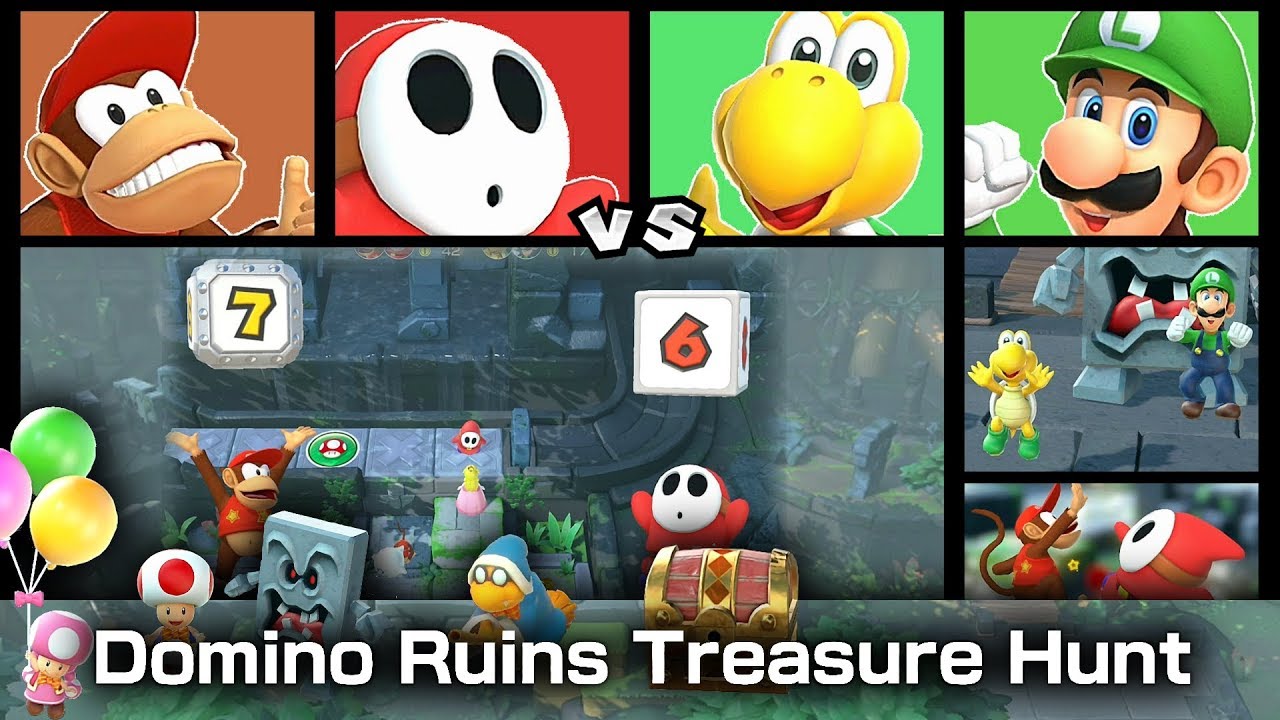 Super Mario Party Domino Ruins Treasure Hunt ◆ Diddy Kong and Shy Guy vs Koopa and Luigi #2
