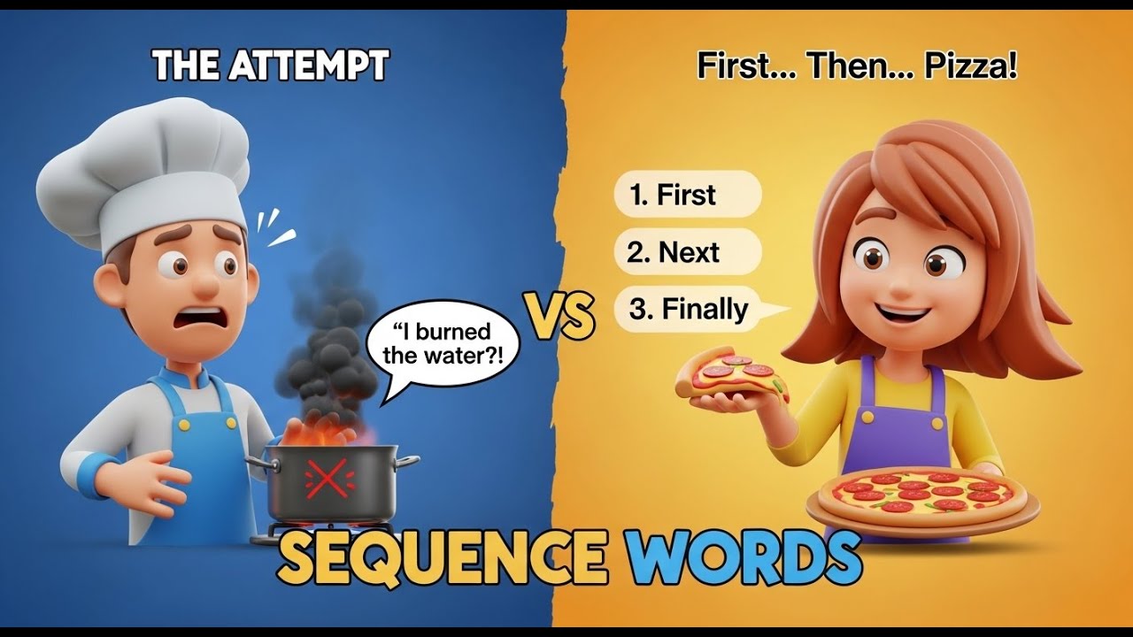 Cooking Vocabulary 🍳& Sequence Words (First, Next, Finally)